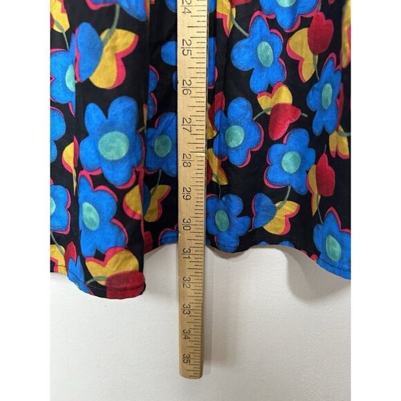 Entro Top Womens Blue Floral Short Sleeve Flowy Boho Blouse Size 2X - Picture 7 of 8